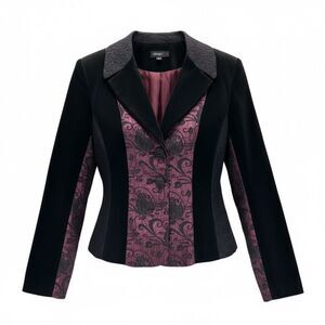 D studio Gothic Velvet Blazer Size 8 Black & Burgundy Y2K Victorian Jacket